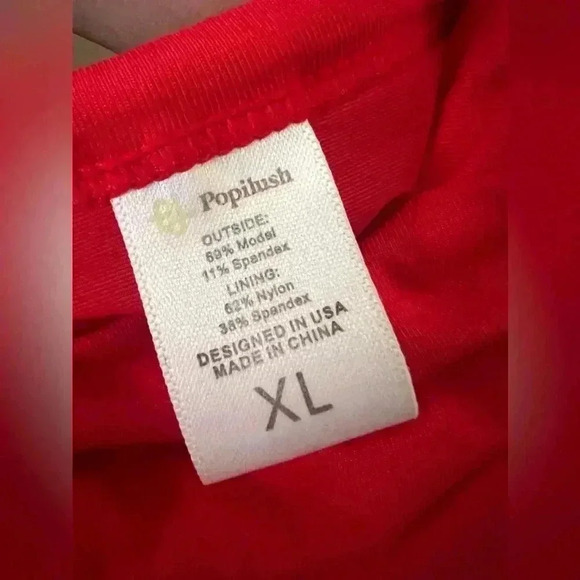 POPILUSH Shapewear Dress Ruched Slip Modal Mini - XL - Holiday Red - Picture 12 of 13